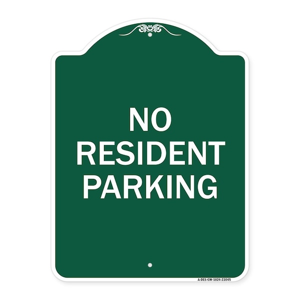 Signmission Reserved Parking Sign No Resident Parking, Green & White Aluminum Sign, 18" x 24", GW-1824-23045 A-DES-GW-1824-23045 - main